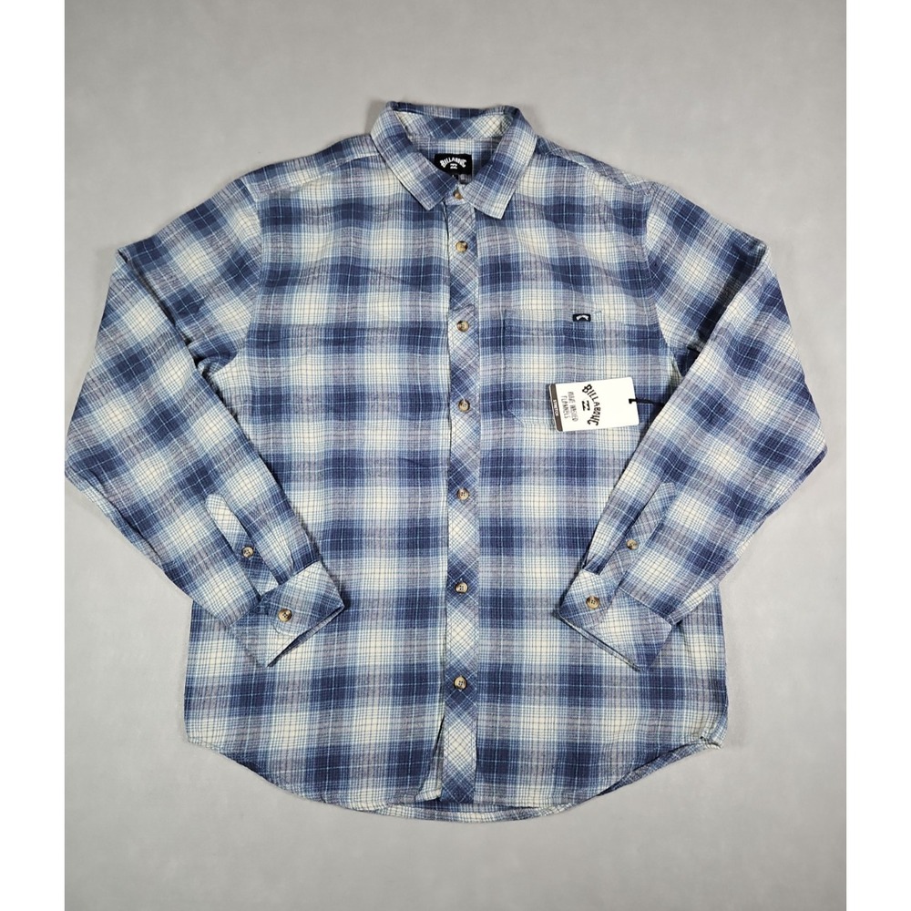 Billabong Mens Blue Plaid Flannel Button Front Shirt Size Small NWT